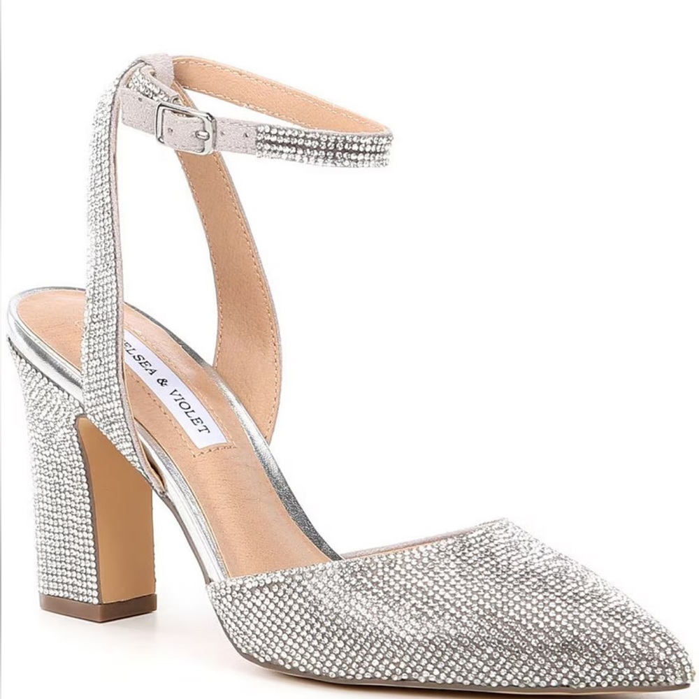 Chelsea and Violet Mary Rhinestone Embellished Pointed Toe Pumps